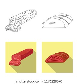 Vector design of meat and ham sign. Collection of meat and cooking vector icon for stock.