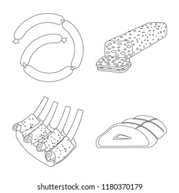 Vector design of meat and ham sign. Collection of meat and cooking stock symbol for web.