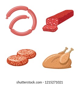 Vector design of meat and ham sign. Collection of meat and cooking stock vector illustration.