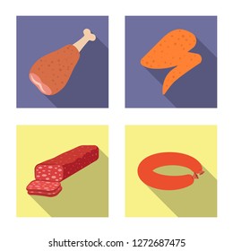 Vector design of meat and ham sign. Collection of meat and cooking stock vector illustration.