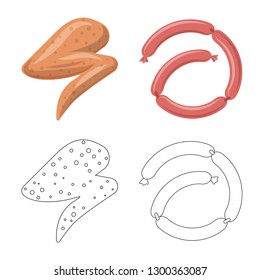Vector design of meat and ham sign. Collection of meat and cooking stock vector illustration.