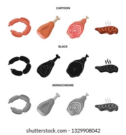 Vector design of meat and ham sign. Collection of meat and cooking stock vector illustration.