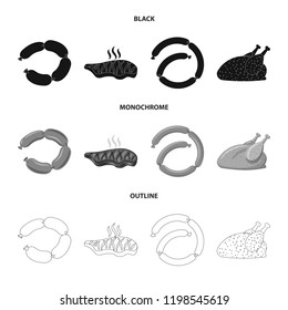 Vector design of meat and ham symbol. Collection of meat and cooking stock symbol for web.