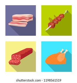 Vector design of meat and ham symbol. Collection of meat and cooking stock vector illustration.