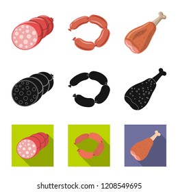Vector design of meat and ham symbol. Collection of meat and cooking stock vector illustration.
