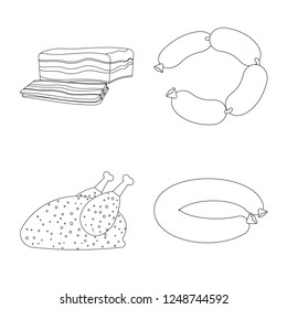 Vector design of meat and ham symbol. Collection of meat and cooking vector icon for stock.