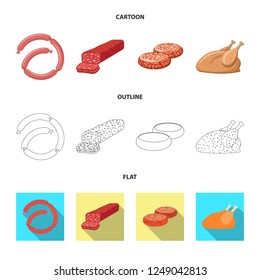 Vector design of meat and ham symbol. Set of meat and cooking stock symbol for web.