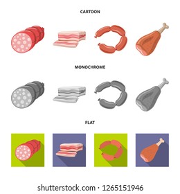 Vector design of meat and ham symbol. Set of meat and cooking stock symbol for web.