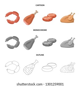Vector design of meat and ham symbol. Collection of meat and cooking stock vector illustration.