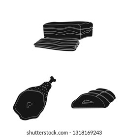 Vector design of meat and ham symbol. Set of meat and cooking stock symbol for web.