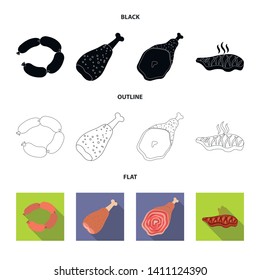 Vector design of meat and ham symbol. Collection of meat and cooking stock symbol for web.