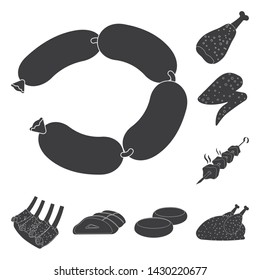 Vector design of meat and ham symbol. Collection of meat and cooking vector icon for stock.