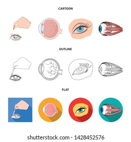 Vector design of medical and eyeball sign. Collection of medical and optical stock symbol for web.
