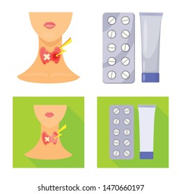 Vector design of medical and pain sign. Set of medical and disease vector icon for stock.