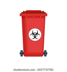 Vector design of a medical waste bin with a contaminated waste sign and a bio hazard label