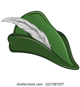 Vector design of Medieval Archer Hat with feathers, Robin Hood hat illustration