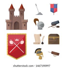 Vector design of medieval and history icon. Set of medieval and tournament vector icon for stock.