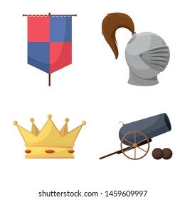 Vector design of medieval and history logo. Collection of medieval and tournament stock symbol for web.