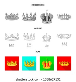 Vector design of medieval and nobility icon. Set of medieval and monarchy vector icon for stock.