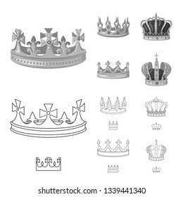 Vector design of medieval and nobility icon. Collection of medieval and monarchy vector icon for stock.