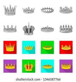 Vector design of medieval and nobility icon. Set of medieval and monarchy stock vector illustration.