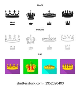 Vector design of medieval and nobility icon. Set of medieval and monarchy stock vector illustration.
