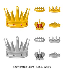 Vector design of medieval and nobility icon. Set of medieval and monarchy stock vector illustration.