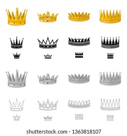 Vector design of medieval and nobility icon. Collection of medieval and monarchy stock vector illustration.
