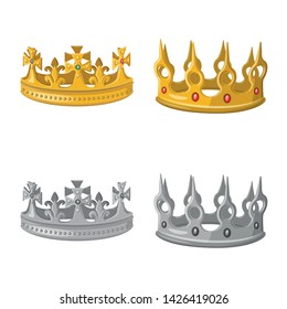 Vector design of medieval and nobility icon. Collection of medieval and monarchy vector icon for stock.