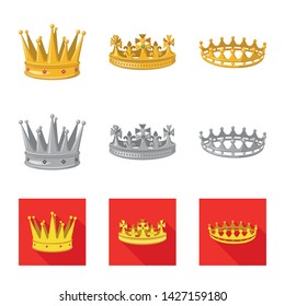 Vector design of medieval and nobility icon. Collection of medieval and monarchy stock vector illustration.