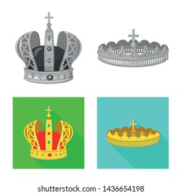 Vector design of medieval and nobility icon. Collection of medieval and monarchy vector icon for stock.