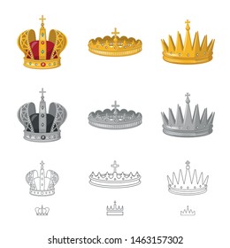 Vector design of medieval and nobility icon. Collection of medieval and monarchy vector icon for stock.