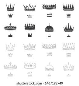 Vector design of medieval and nobility icon. Collection of medieval and monarchy vector icon for stock.