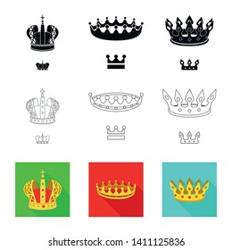 Vector design of medieval and nobility logo. Collection of medieval and monarchy stock vector illustration.