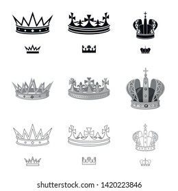 Vector design of medieval and nobility logo. Set of medieval and monarchy vector icon for stock.