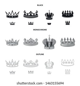 Vector design of medieval and nobility logo. Set of medieval and monarchy vector icon for stock.