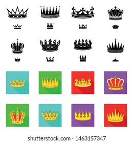 Vector design of medieval and nobility logo. Collection of medieval and monarchy stock vector illustration.