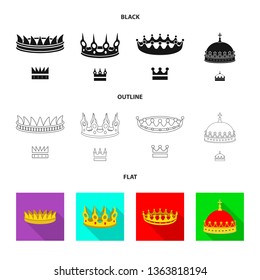 Vector design of medieval and nobility sign. Set of medieval and monarchy stock vector illustration.