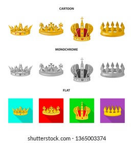 Vector design of medieval and nobility sign. Set of medieval and monarchy stock vector illustration.