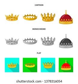 Vector design of medieval and nobility sign. Set of medieval and monarchy stock vector illustration.