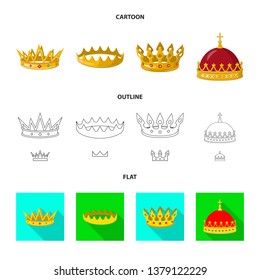 Vector design of medieval and nobility sign. Collection of medieval and monarchy stock vector illustration.