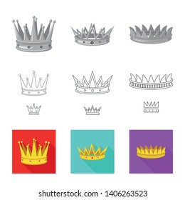 Vector design of medieval and nobility sign. Set of medieval and monarchy stock vector illustration.