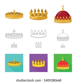 Vector design of medieval and nobility sign. Collection of medieval and monarchy stock vector illustration.