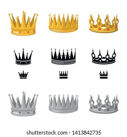 Vector design of medieval and nobility sign. Set of medieval and monarchy stock vector illustration.