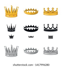 Vector design of medieval and nobility sign. Collection of medieval and monarchy stock vector illustration.