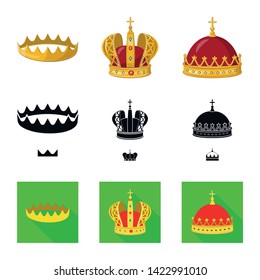Vector design of medieval and nobility sign. Collection of medieval and monarchy vector icon for stock.