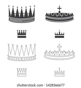 Vector design of medieval and nobility sign. Set of medieval and monarchy stock vector illustration.