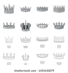 Vector design of medieval and nobility sign. Set of medieval and monarchy vector icon for stock.