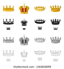 Vector design of medieval and nobility symbol. Collection of medieval and monarchy stock vector illustration.
