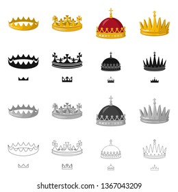 Vector design of medieval and nobility symbol. Collection of medieval and monarchy vector icon for stock.